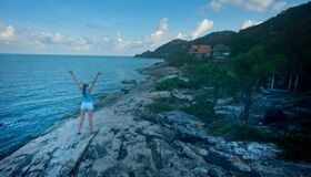 Tourist in front of Beach, Thailand